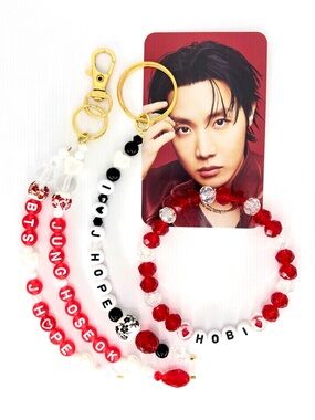 (4pcs) BTS JHOPE BIAS BRACELET KEYCHAIN PHOTOCARD BUNDLE